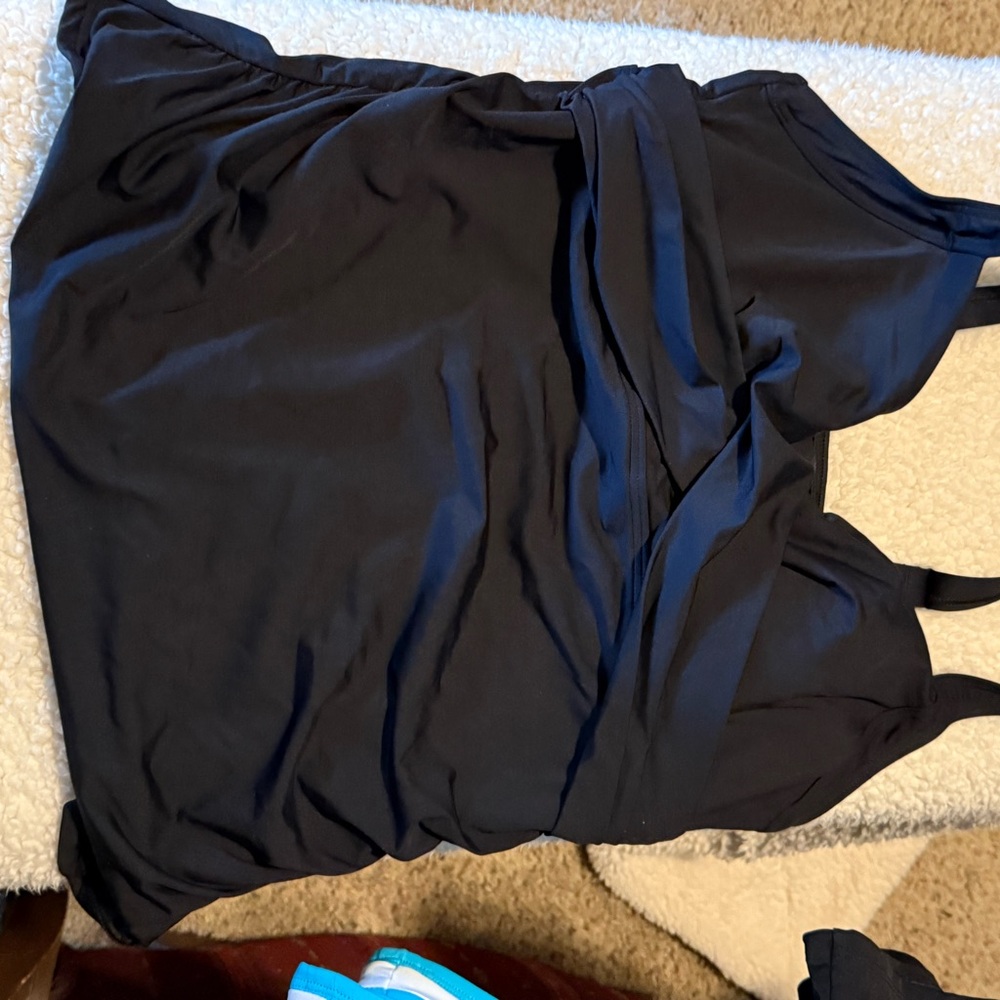 Lands' End Black Tankini Swim Top